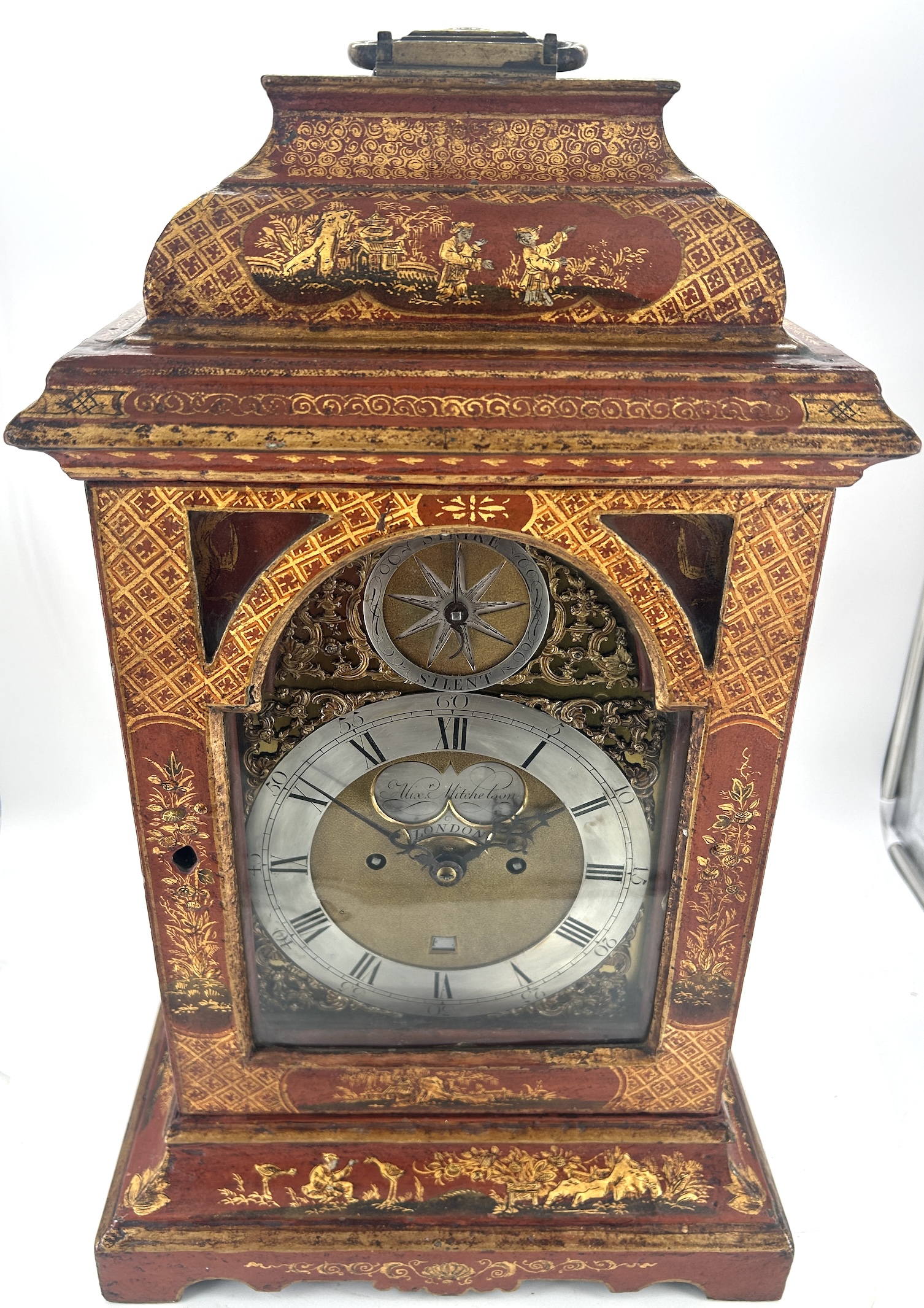Outstanding Red Chinoiserie English Verge Twin Fusee Bracket Clock – Ca 1760 - Image 4